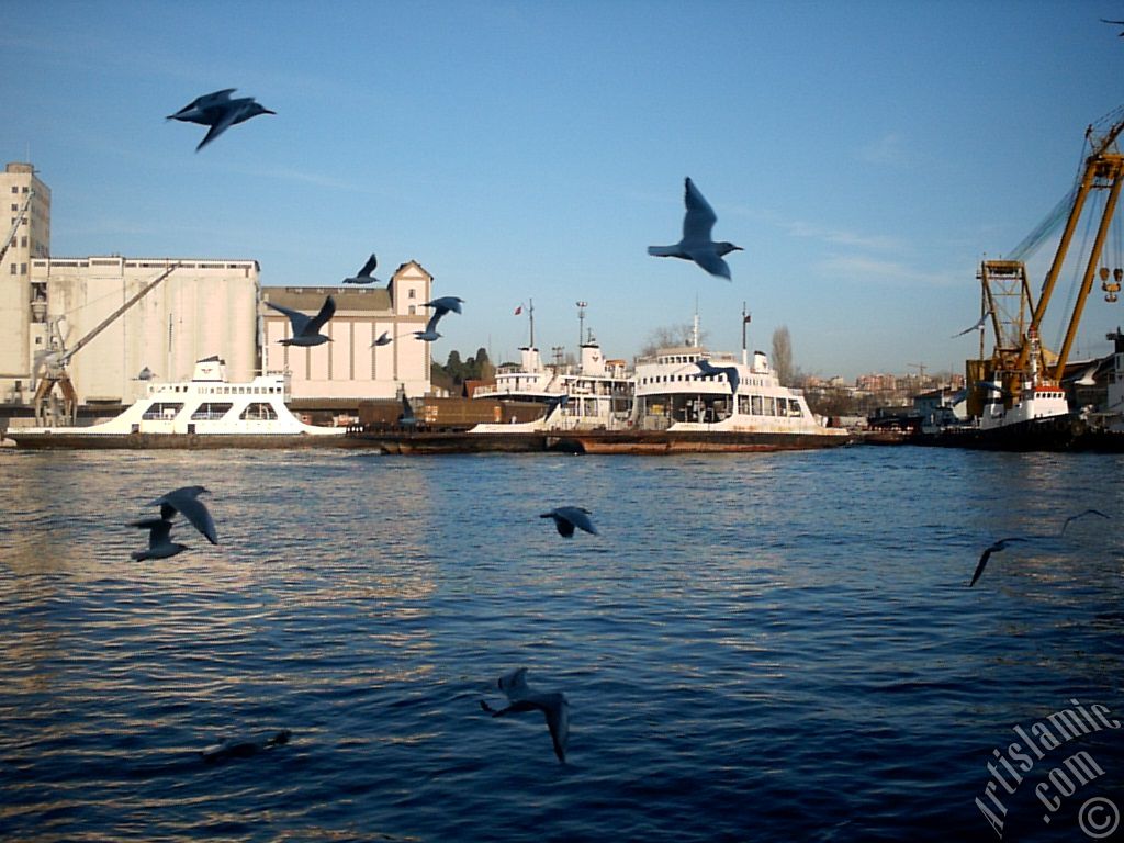 View of Haydarpasha train station from the sea in Istanbul city of Turkey.
